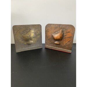 Vintage Viking Brass Bookends